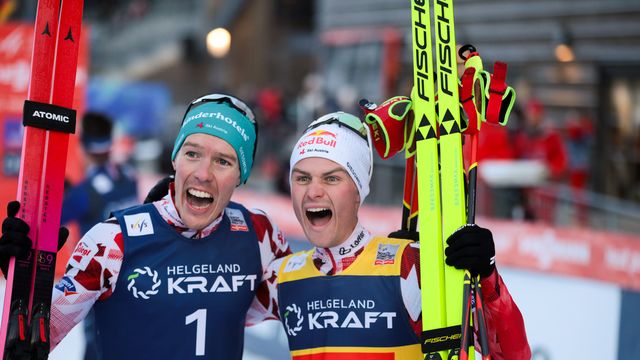 Rehrl (left) enjoyed an excellent second place behind winner Lamparter © FIS/ActionPress/NocoGirls