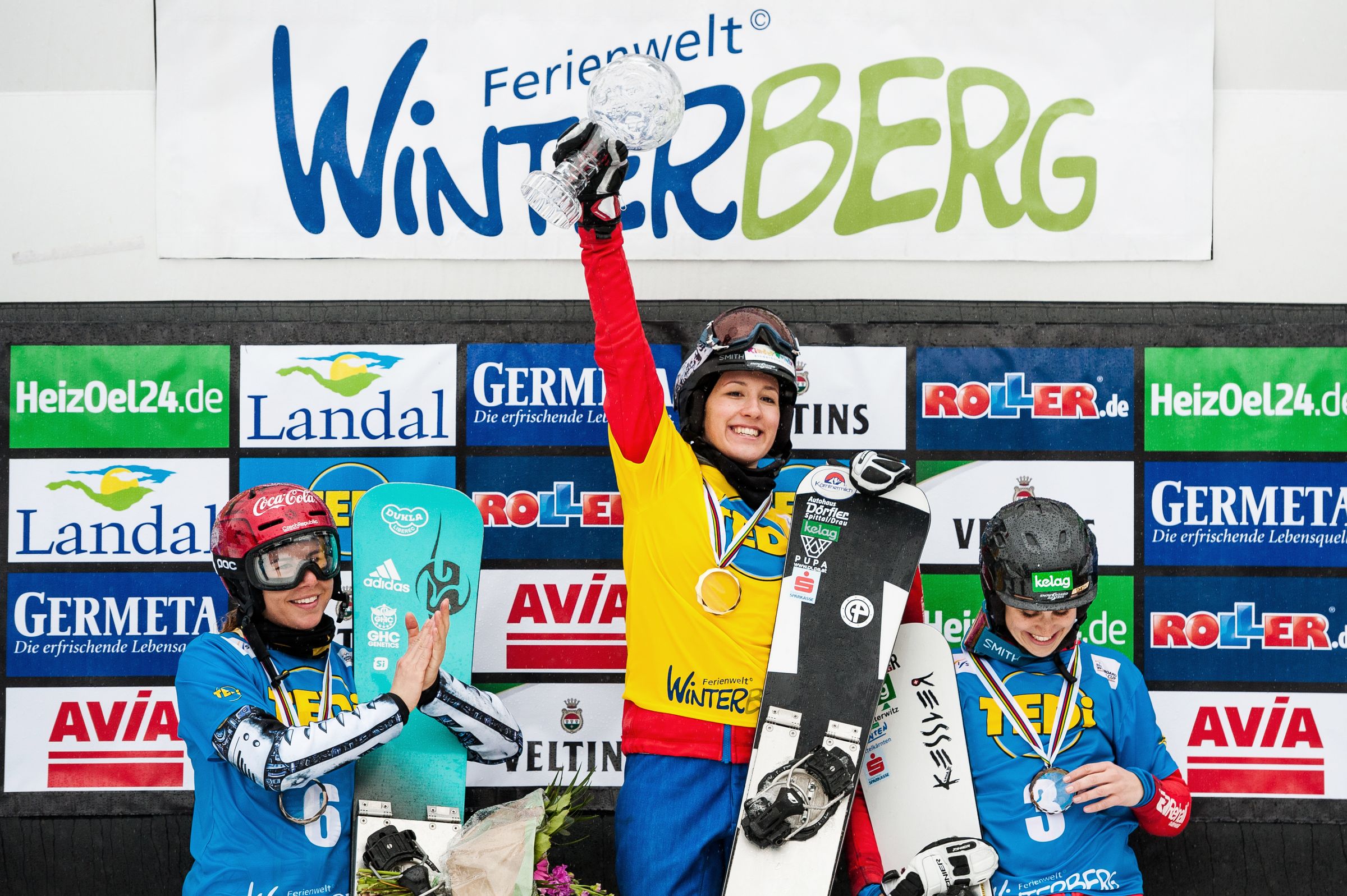 FIS Snowboard World Cup - Winterberg GER - PSL - LEDECKA Ester CZE, ULBING Daniela AUT,  SCHOEFFMANN Sabine AUT © Miha Matavz/FIS