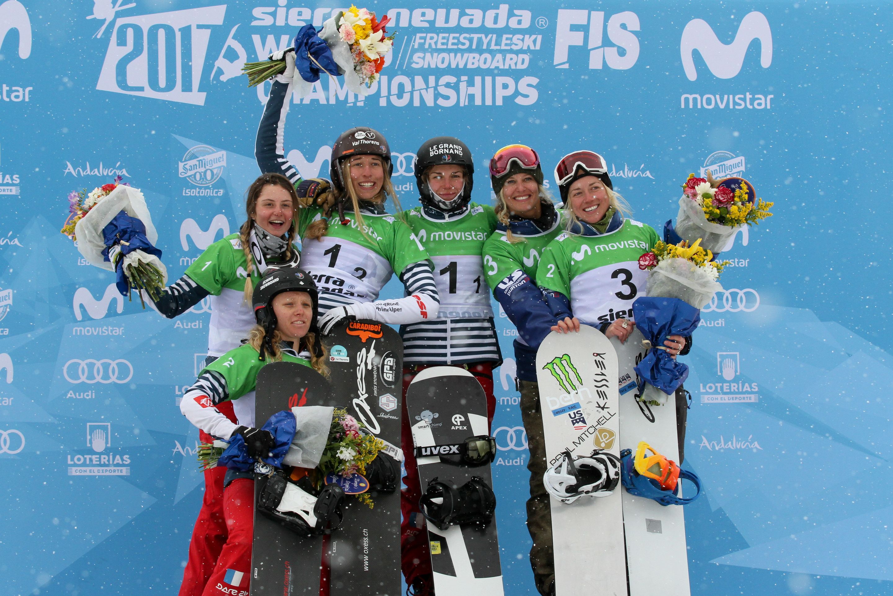 Women's Podium Sierra Nevada 2017 FIS Snowboard World Championships - Team SBX