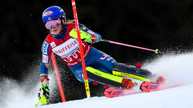 LENZERHEIDE, SWITZERLAND - JANUARY 28: Mikaela Shiffrin of USA competes during the Audi FIS Alpine Ski World Cup Women's Slalom on January 28, 2018 in Lenzerheide, Switzerland. (Photo by Alain Grosclaude/Agence Zoom)