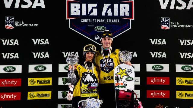 2019/20 big air crystal globe winners Reira Iwabuchi (JPN) and Chris Corning (USA) © US Ski & Snowboard