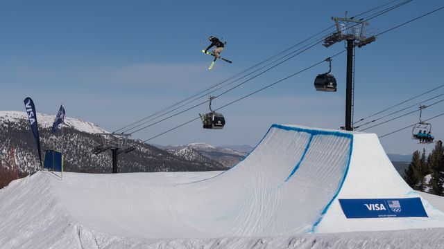 US Freeski athlete McRae Williams competing at Mammoth Mountain