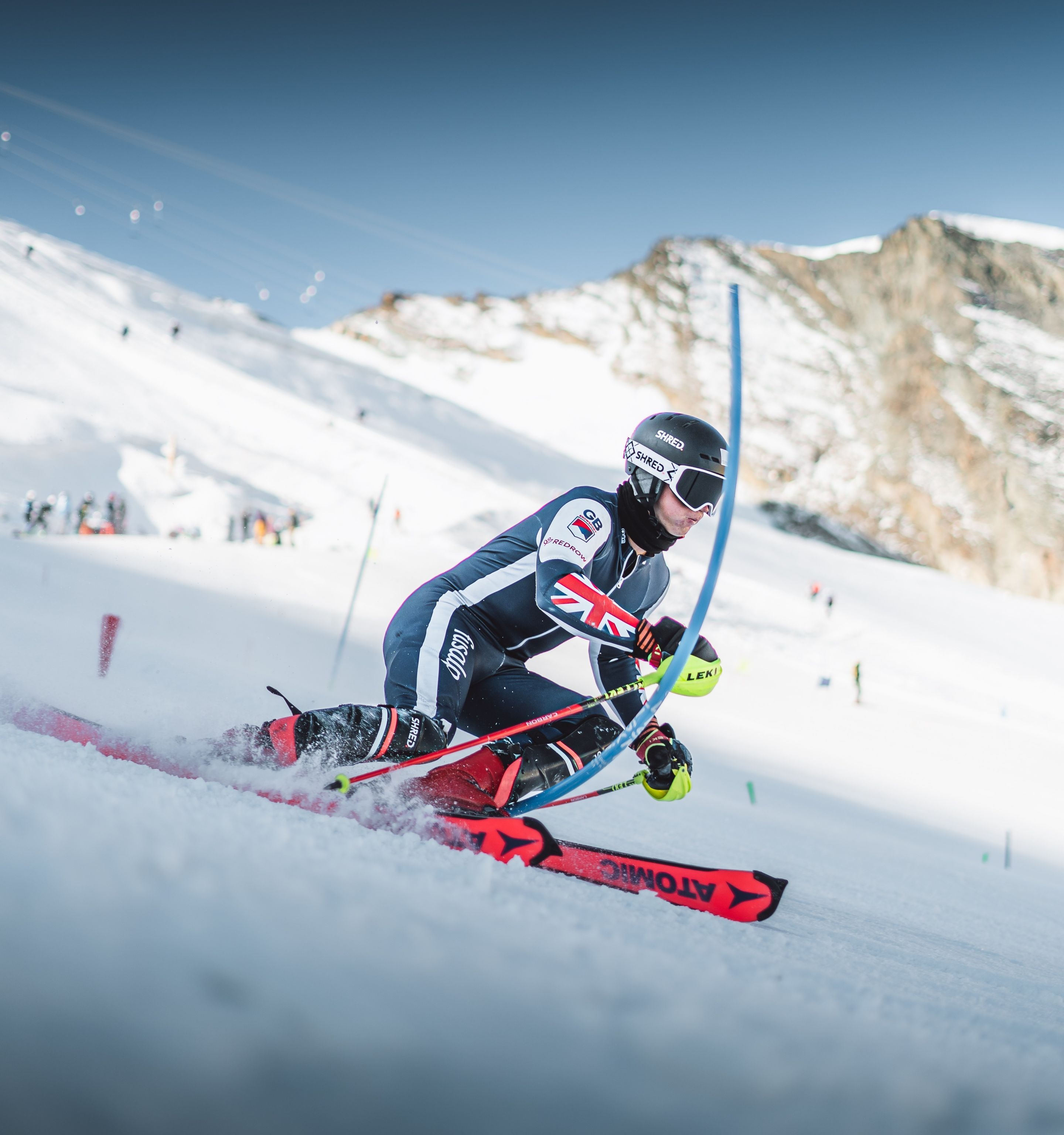 British athlete training slalom