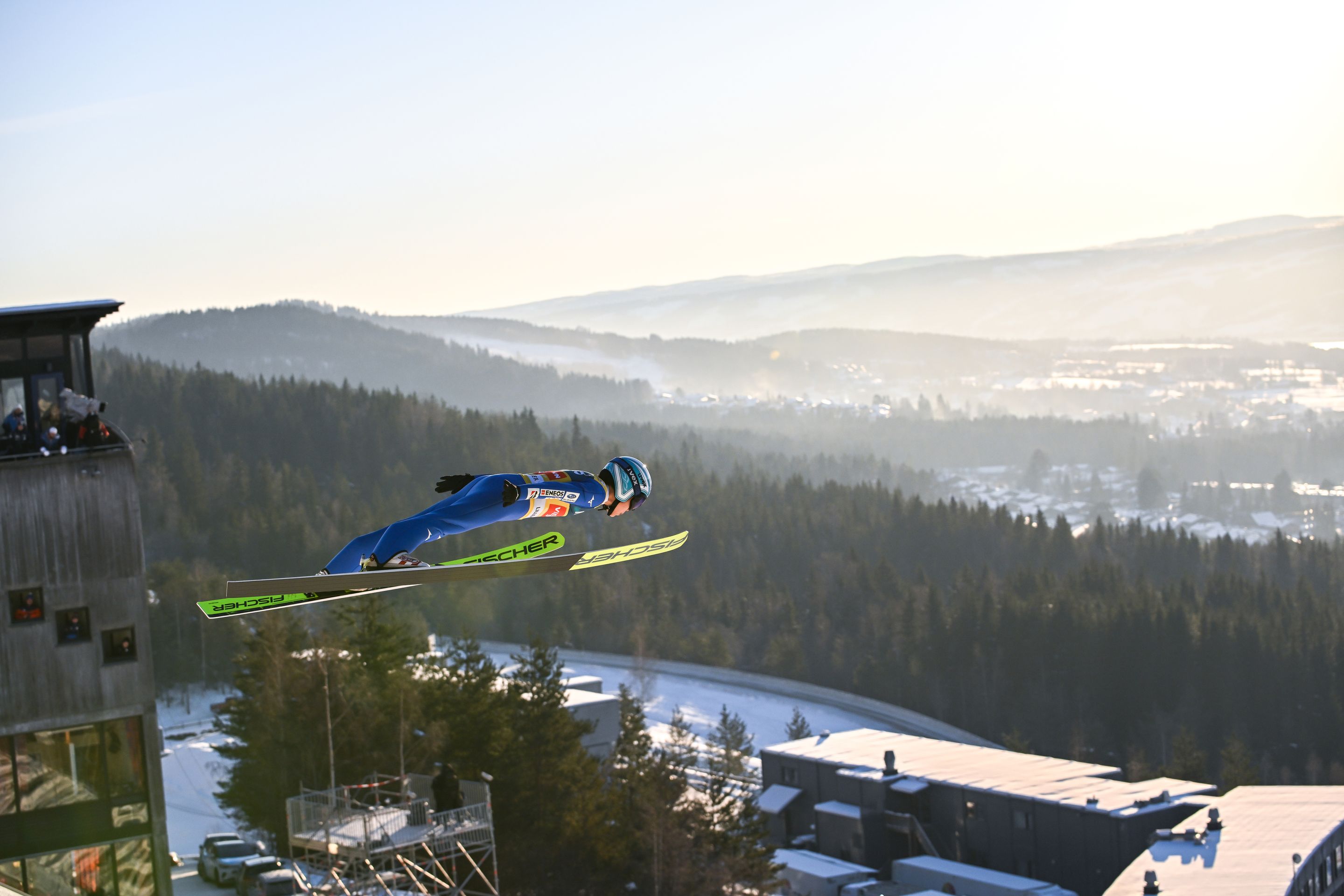 Image 2: Image of a ski jumper practicing in Lillehammer, Norway ahead of the 2024/25 season
