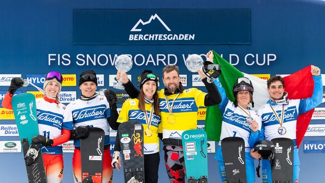 Mixed team overall podium for 2022/23 © Miha Matavz/FIS
