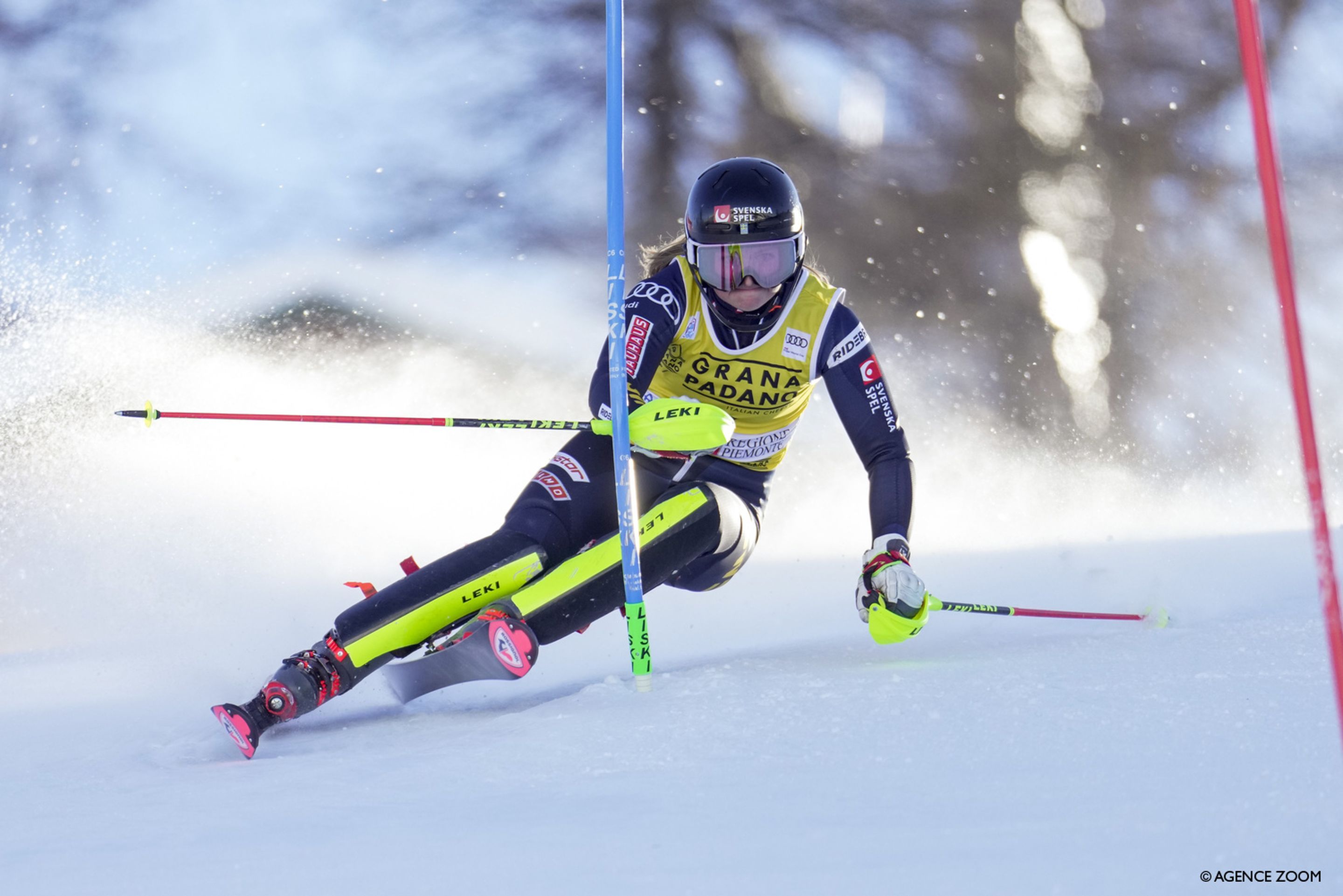 Hanna Aronsson Elfman (SWE) made a big splash with the fastest run of the day (Agence Zoom)