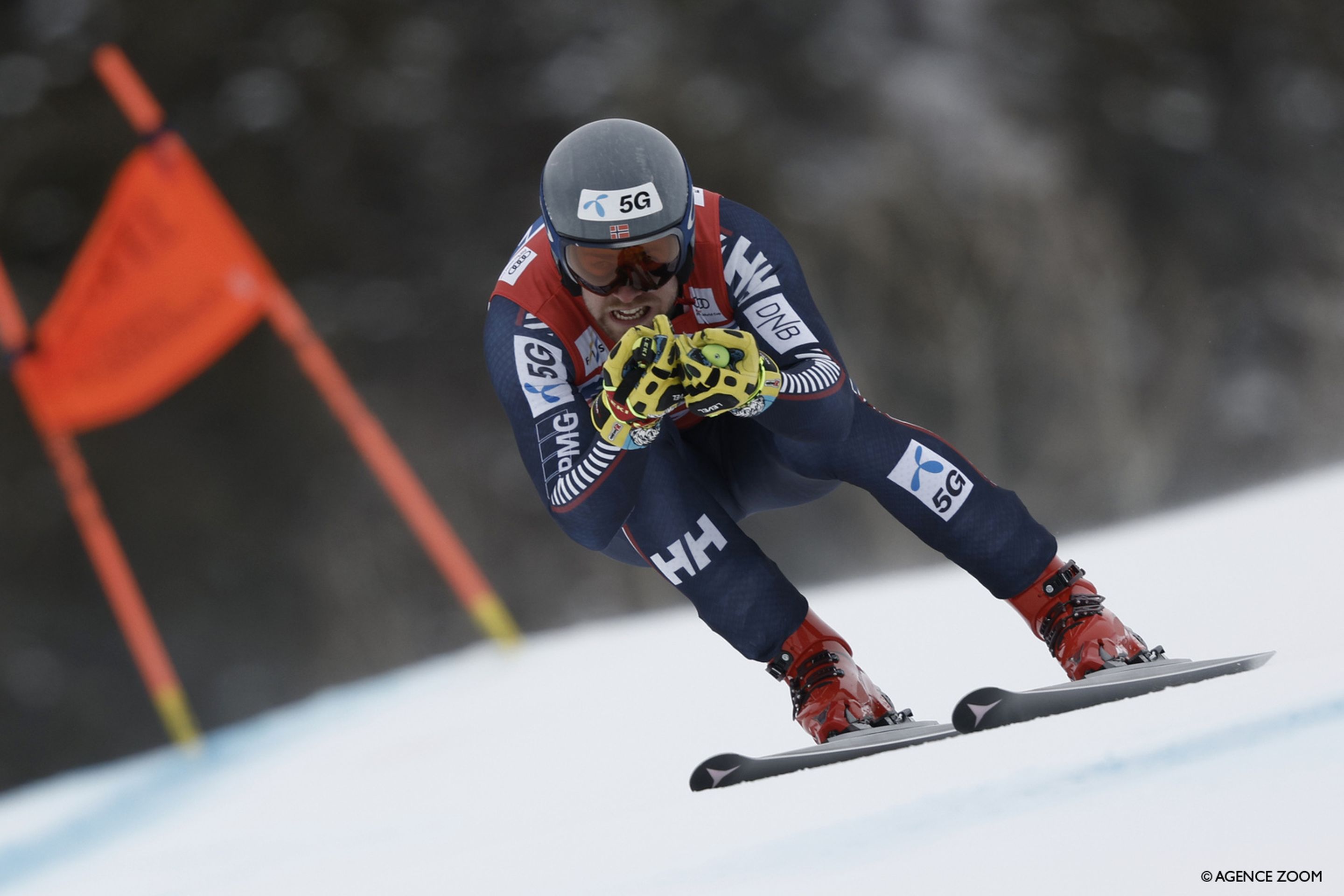 Aleksander Aamodt Kilde (NOR) in game mode on the men's World Cup downhill tour last season (Agence Zoom)