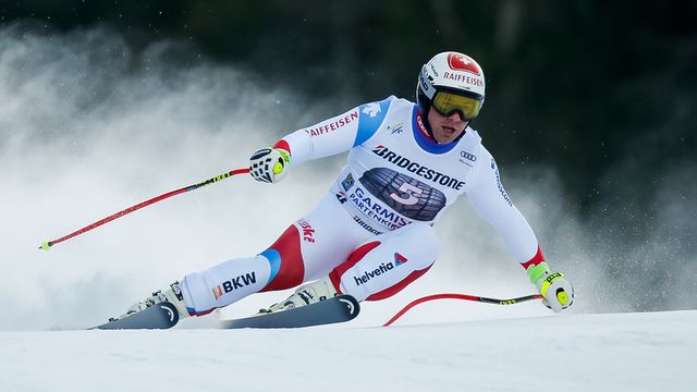 GARMISCH-PARTENKIRCHEN, GERMANY - JANUARY 27: Beat Feuz of Switzerland competes during the Audi FIS Alpine Ski World Cup Men's Downhill on January 27, 2018 in Garmisch-Partenkirchen, Germany. (Photo by Alexis Boichard/Agence Zoom)