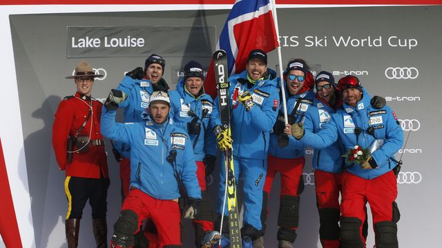 LAKE LOUISE, CANADA - NOVEMBER 25: Kjetil Jansrud of Norway takes 1st place during the Audi FIS Alpine Ski World Cup Men's Super G on November 25, 2018 in Lake Louise Canada. (Photo by Christophe Pallot/Agence Zoom)