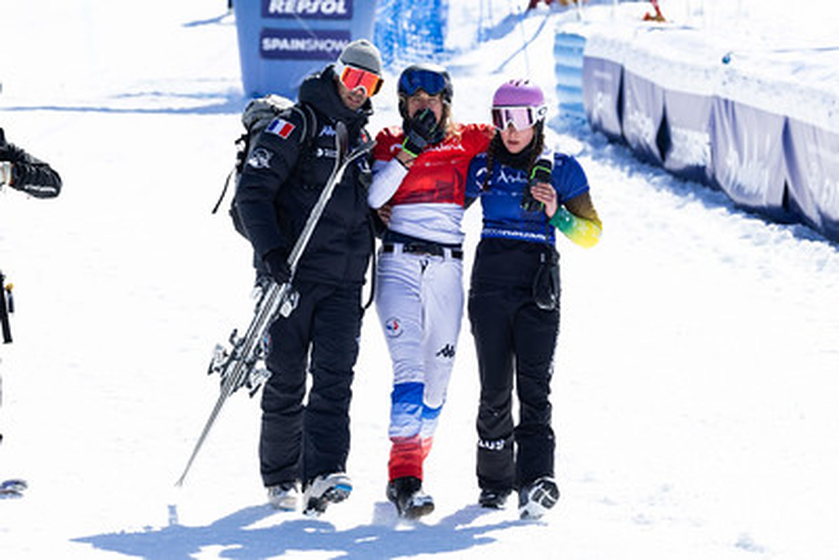 Trespeuch being helped following her Sierra Nevada crash