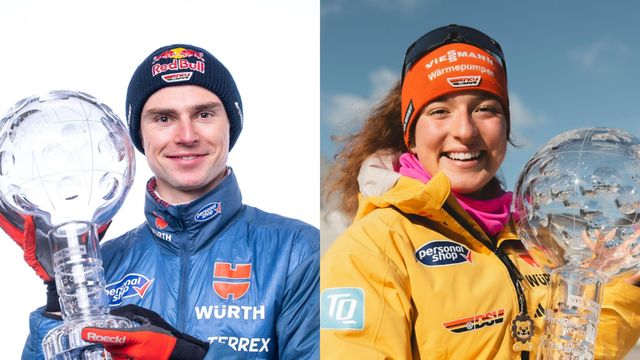 Crystal globes for Vinzenz Geiger and Nathalie Armbruster © Thibaut/NordicFocus
