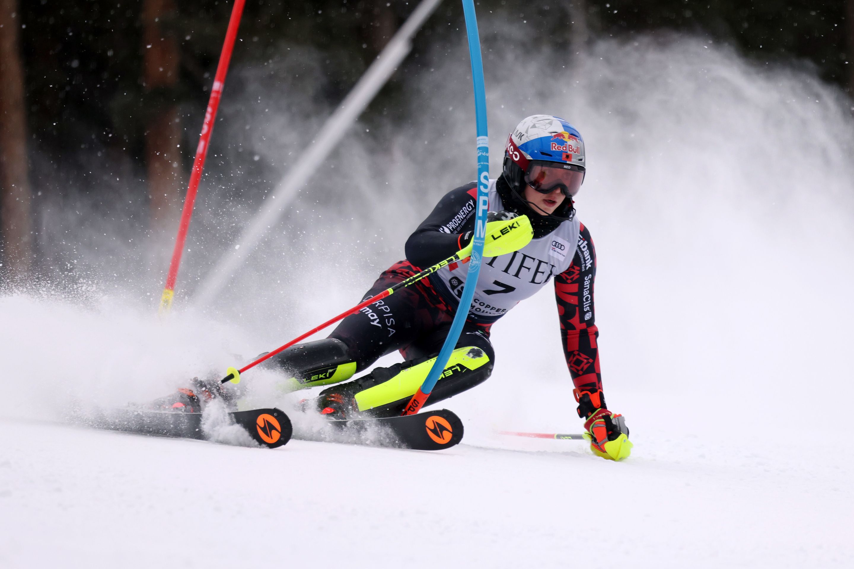 Lara Colturi (ALB/Blizzard) continued her stellar start to the Slalom season on Sunday. ©FIS/ActionPress/Matan Coll
