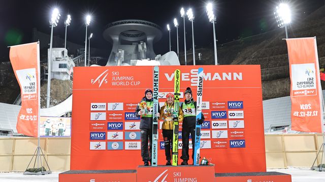 Katharina Schmid on top of the podium in Zhangjiakou | NordicFocus