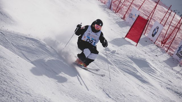 Casey Andringa competing at the World Cup finals in Shymbulak (KAZ).