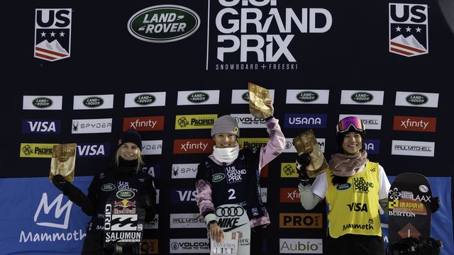 The women's halfpipe podium in Mammoth Mountain © US Ski & Snowboard