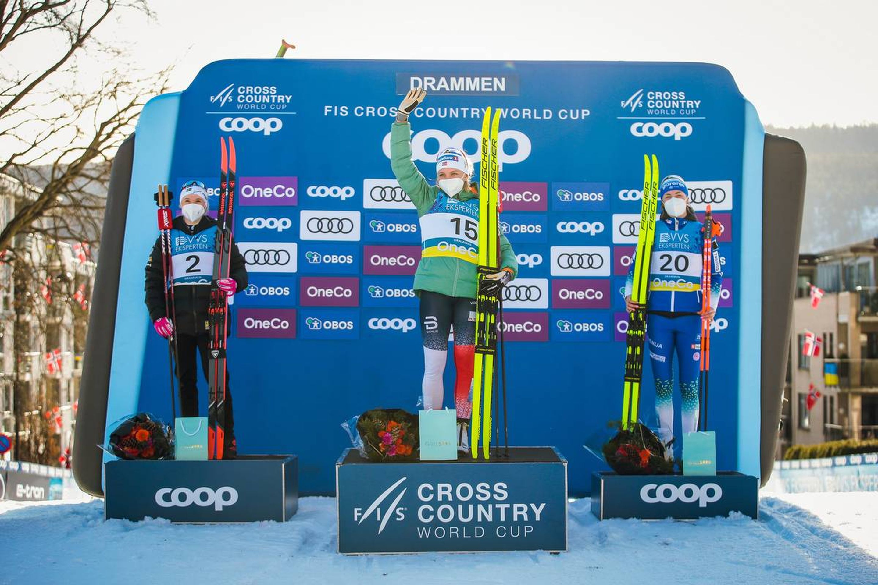 03.03.2022, Drammen, Norway (NOR):
Jonna Sundling (SWE), Maiken Caspersen Falla (NOR), Anamarija Lampic (SLO), (l-r) - FIS world cup cross-country, individual sprint, Drammen (NOR). www.nordicfocus.com. © Modica/NordicFocus. Every downloaded picture is fee-liable.