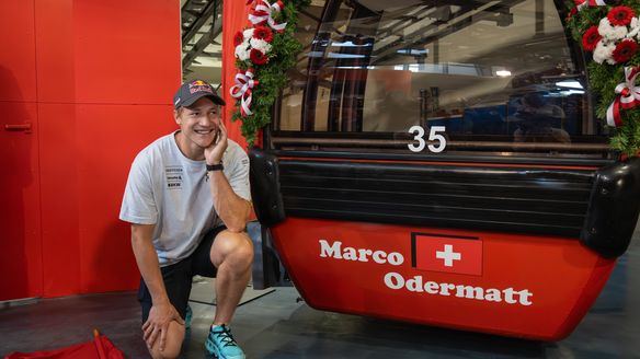 A champion’s honour: Marco Odermatt receives his own gondola in Kitzbühel