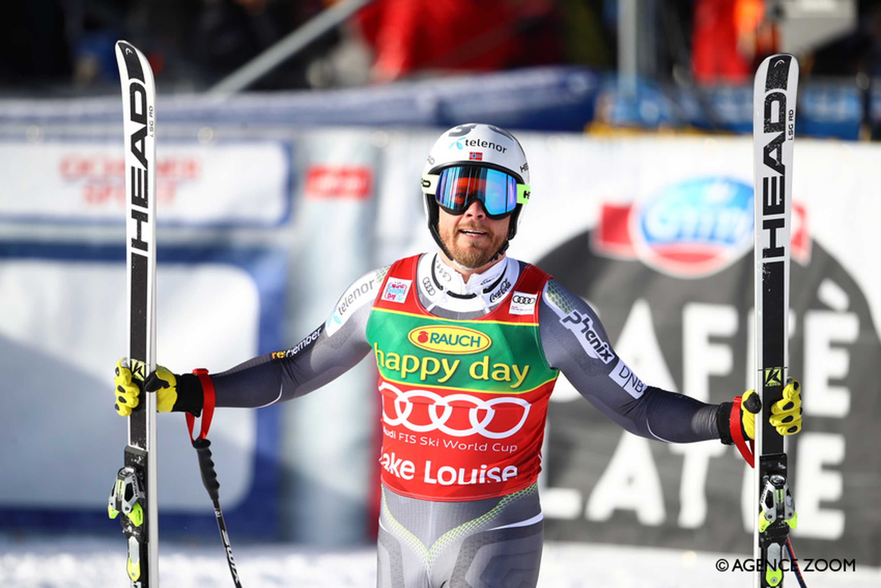LAKE LOUISE, CANADA - NOVEMBER 25: Kjetil Jansrud of Norway takes 1st place during the Audi FIS Alpine Ski World Cup Men's Super G on November 25, 2018 in Lake Louise Canada. (Photo by Christophe Pallot/Agence Zoom)