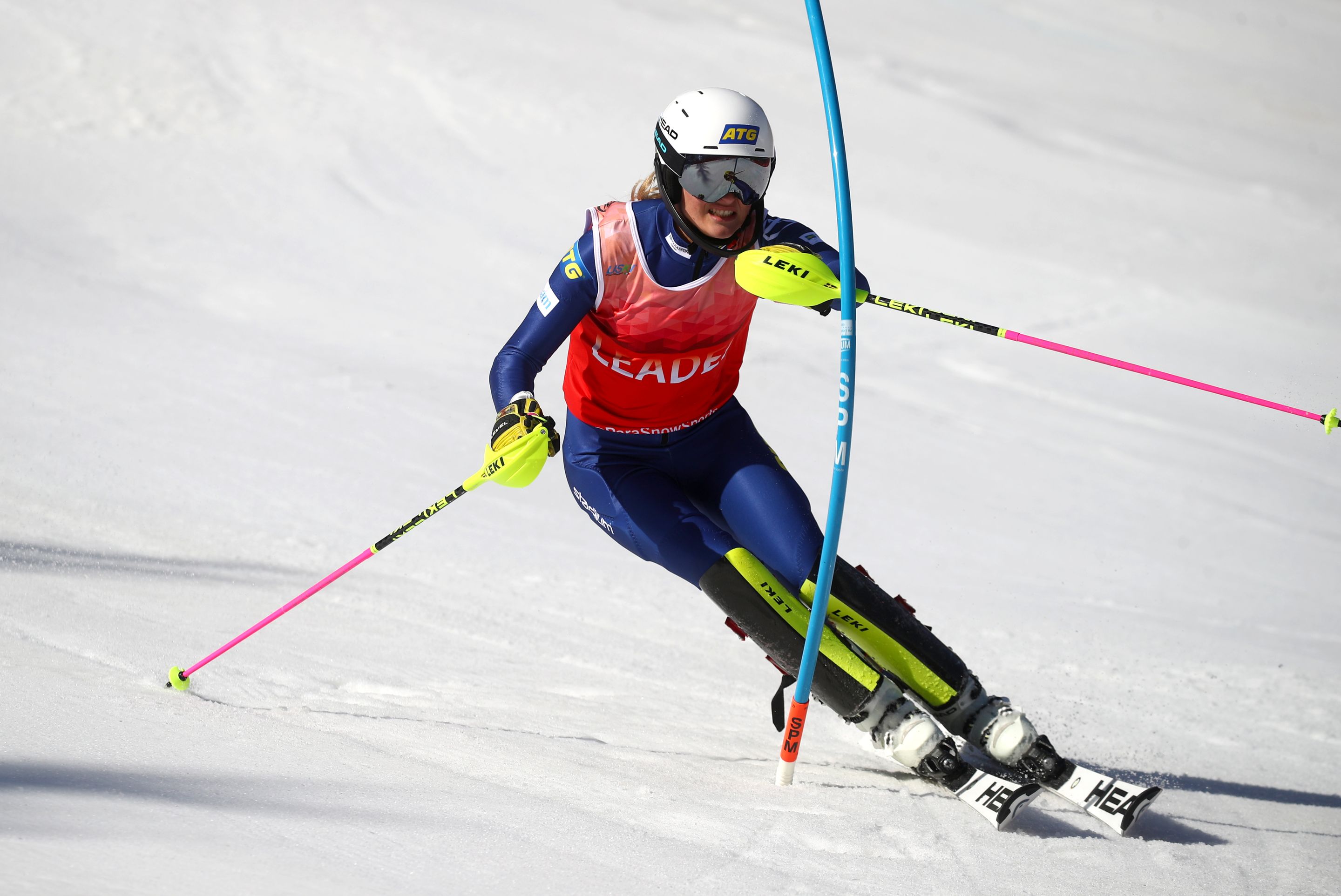 Ebba Aarsjoe (SWE) in action during the first run of the slalom in Sella Nevea