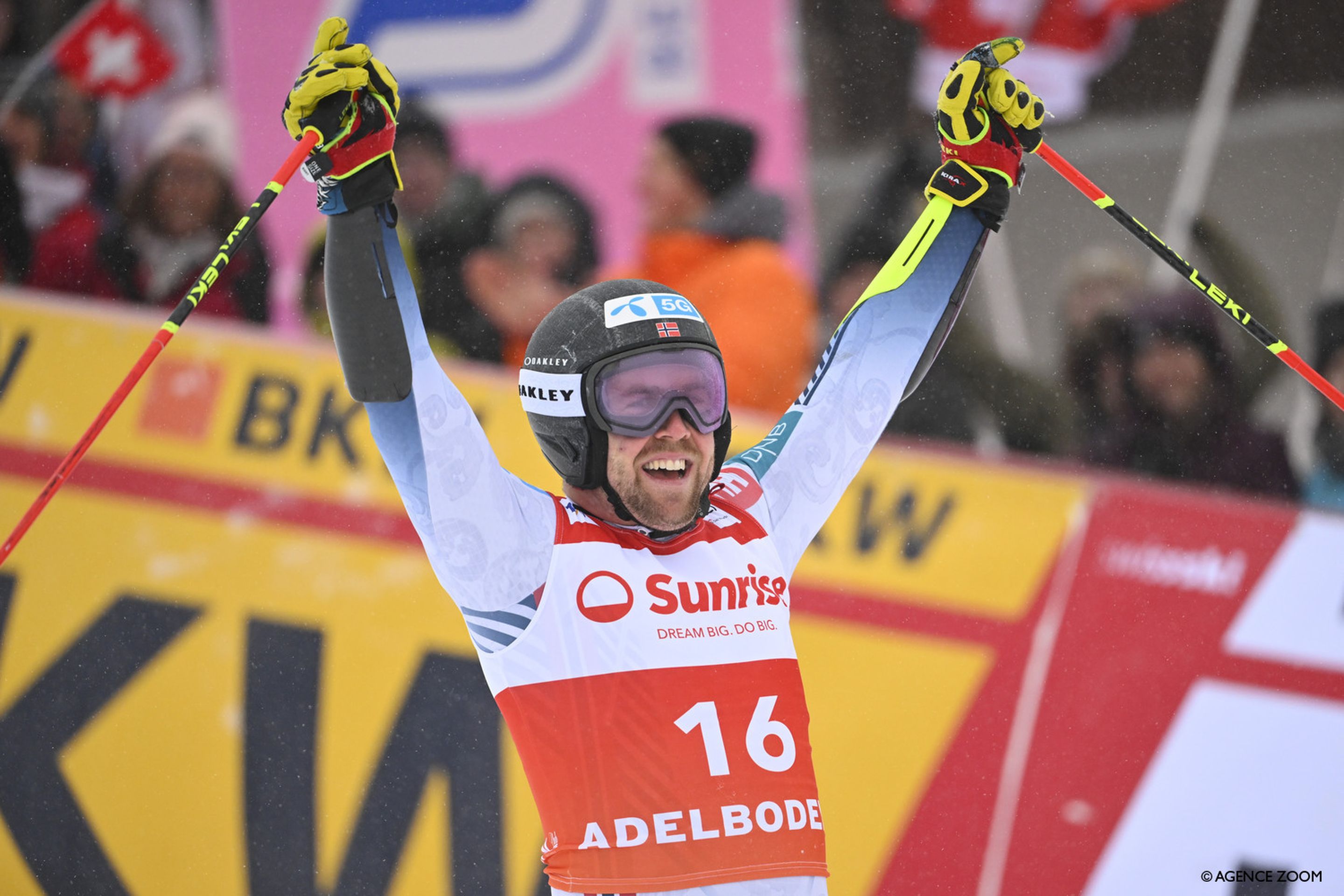Aleksander Aamodt Kilde (NOR) was delighted with his first World Cup giant slalom podium (Agence Zoom)
