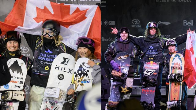 The women's and men's podiums from Edmonton © Daniel Stewart / @danielstewart_photo