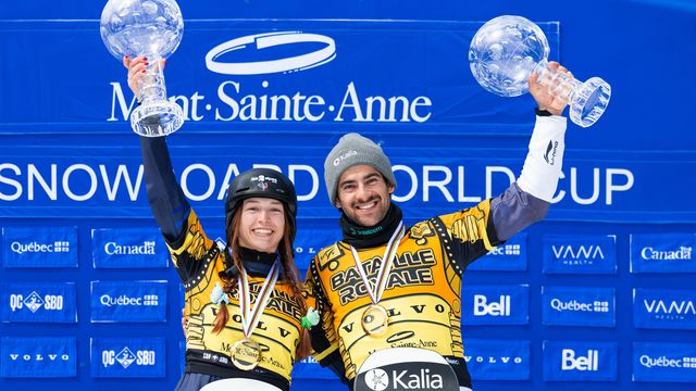 Casta and Grondin with their Crystal Globes © Miha Matavz/FIS