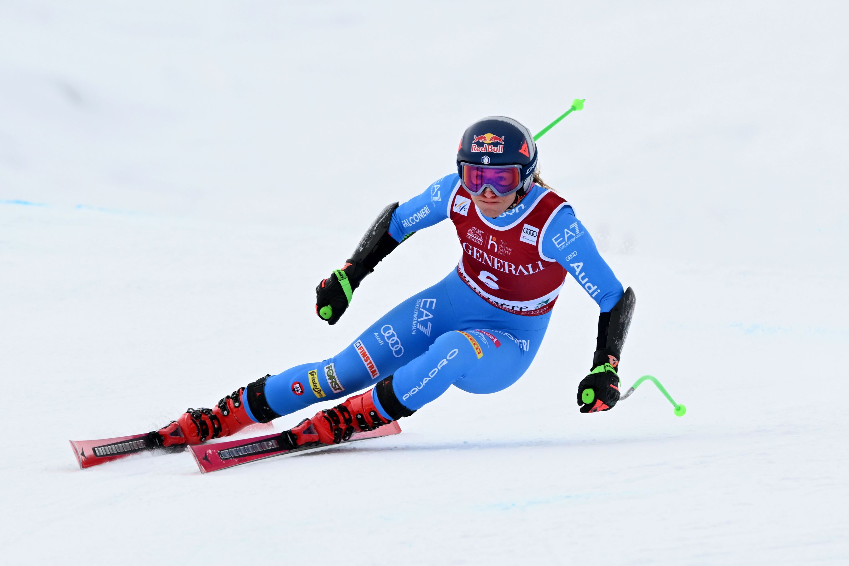 Sofia Goggia (ITA/Atomic) channeling all the negative emotion from Saturday into Sunday's Super G. ©FIS/ActionPress/Ruedi Flück