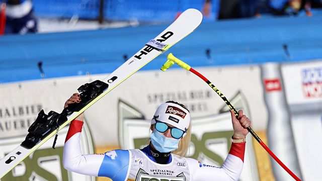 VAL DI FASSA, ITALY - FEBRUARY 26: Lara Gut-behrami of Switzerland takes 1st place during the Audi FIS Alpine Ski World Cup Women's Downhill on February 26, 2021 in Val di Fassa, Italy. (Photo by Alexis Boichard/Agence Zoom)