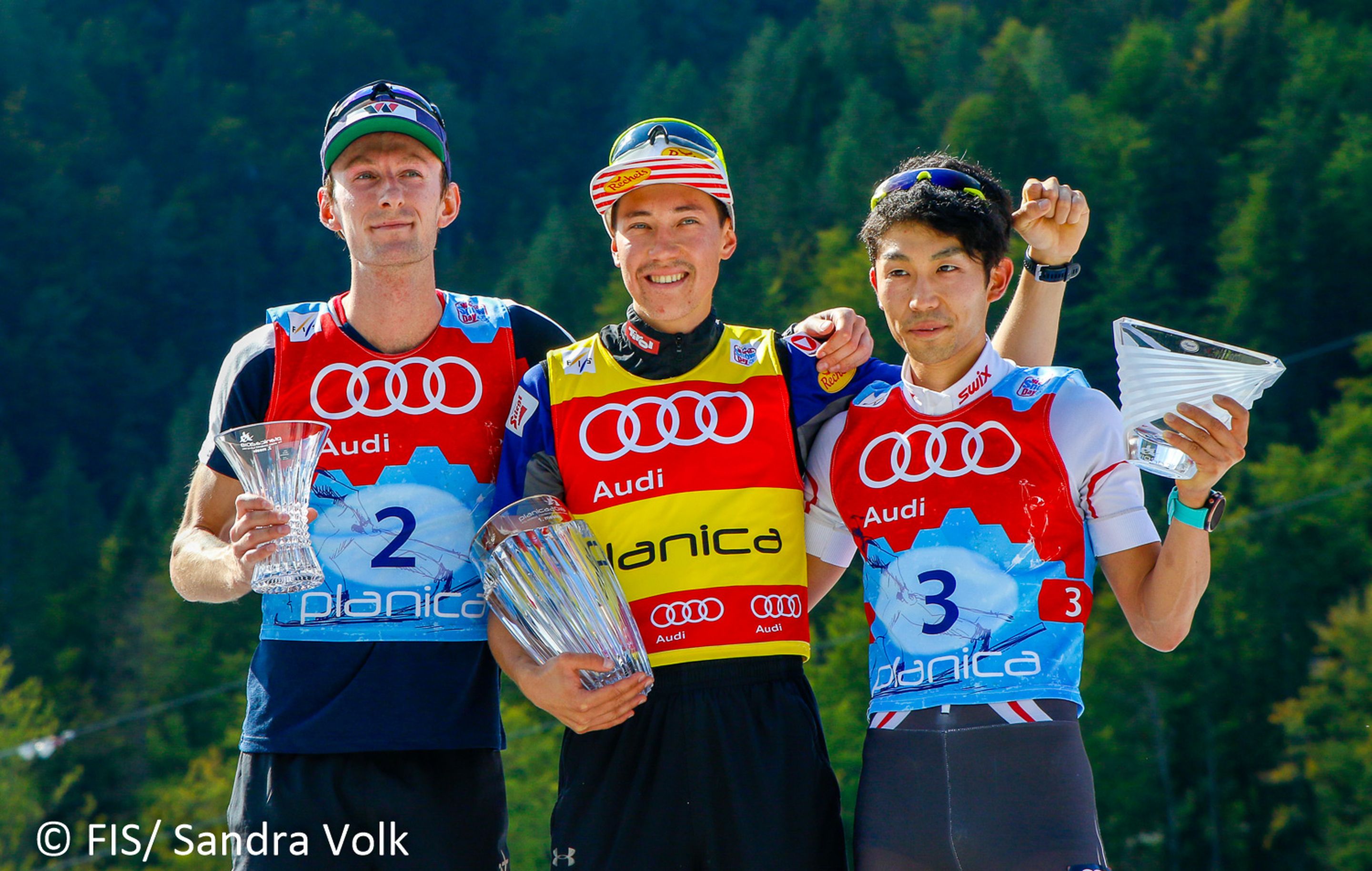 The podium of the day: Bjørnstad, Seidl, Shimizu