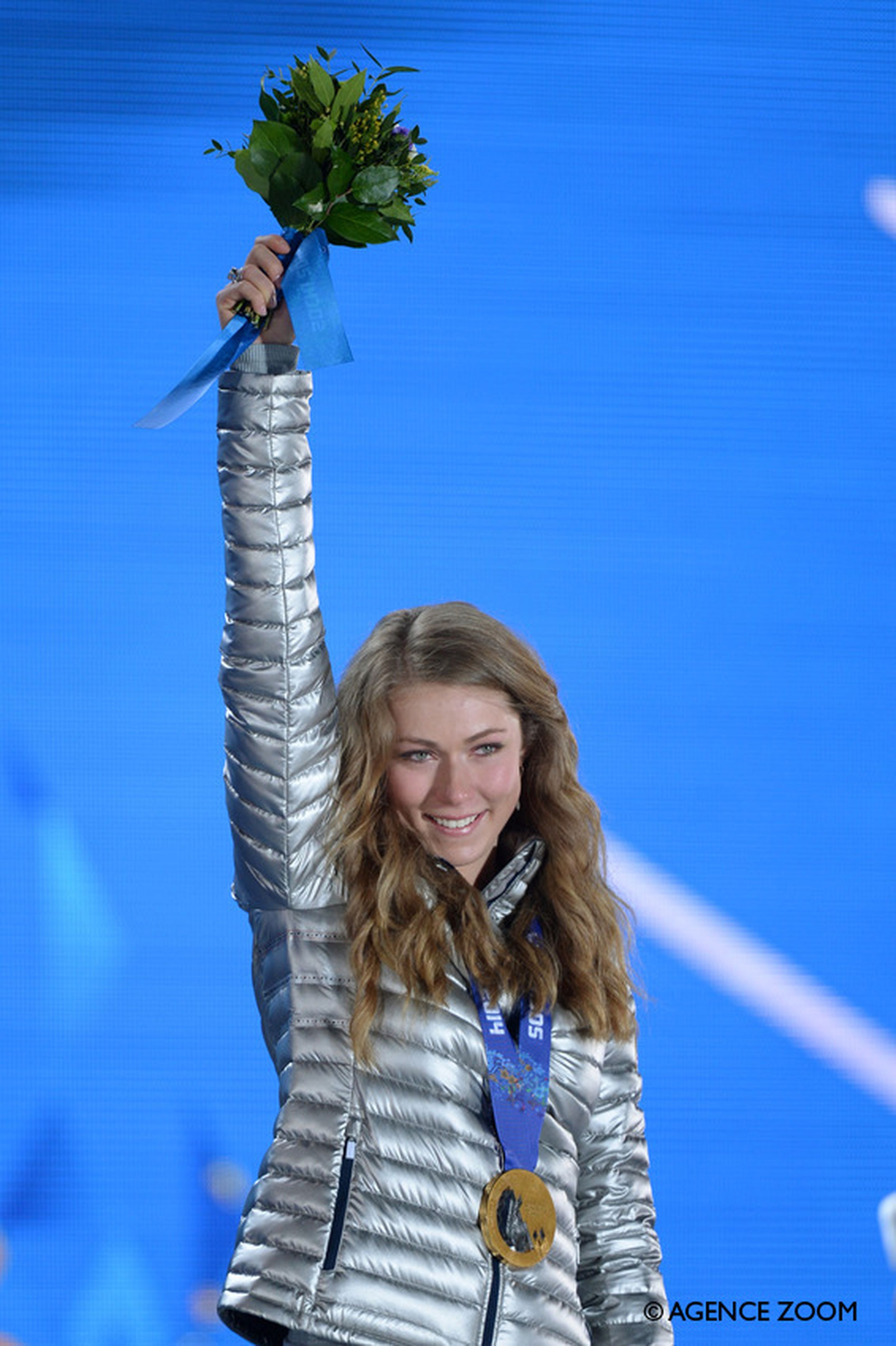 SOCHI, RUSSIA – FEBRUARY 21: Mikaela Shiffrin of the USA wins the gold medal, Marlies Schild of Austria wins the silver medal, Kathrin Zettel of Austria wins the bronze medal during the Alpine Skiing Women's Slalom at the Sochi 2014 Winter Olympic Games on February 21, 2014 in Sochi, Russia. (Photo by Pool KMSP/AGENCE ZOOM)