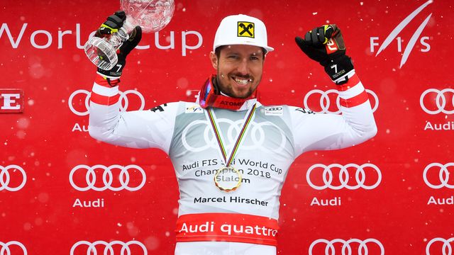 ARE, SWEDEN - MARCH 18: Marcel Hirscher of Austria wins the globe during the Audi FIS Alpine Ski World Cup Finals Men's Slalom on March 18, 2018 in Are, Sweden. (Photo by Alain Grosclaude/Agence Zoom)