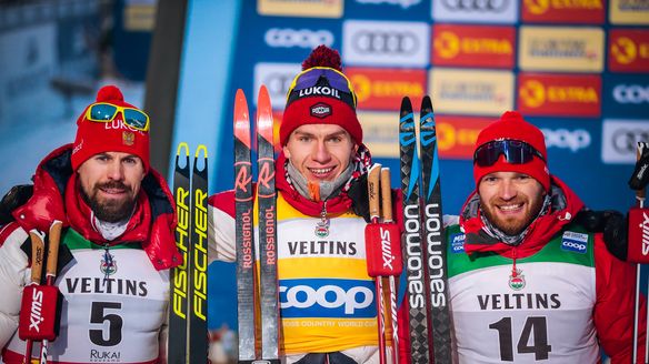 Triple Russian podium at cold Ruka 15km F Pursuit