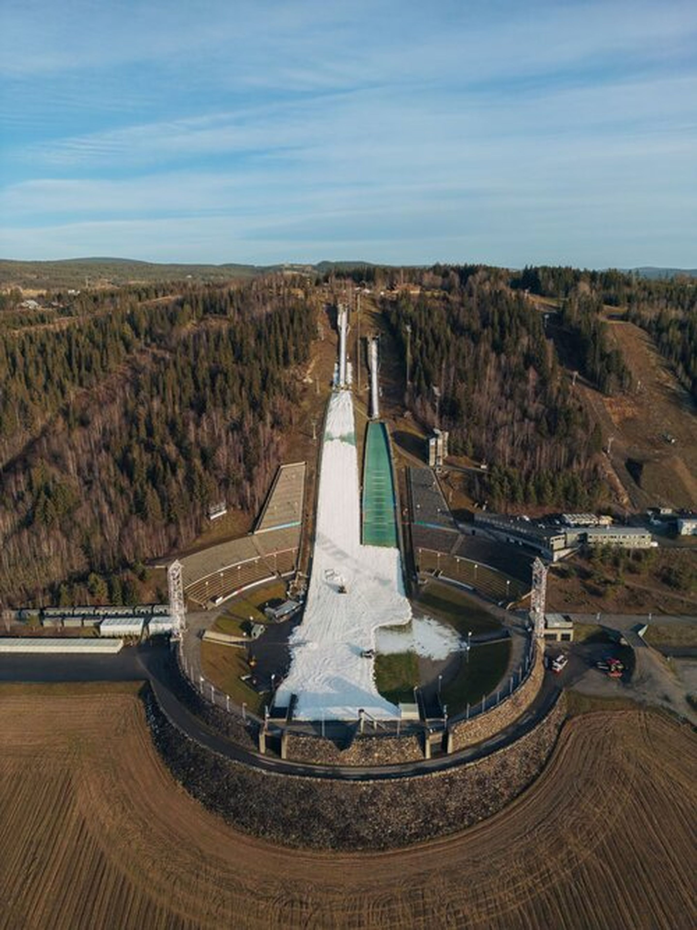 Aerial view of the hill in Lillehammer (NOR)