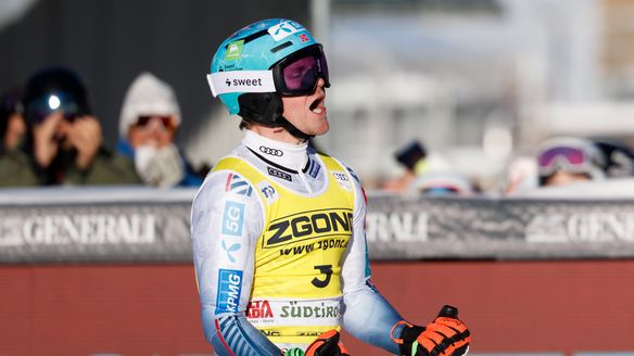 Haughan 'smokes' opponents in Alta Badia Slalom as Meillard defies pain to finish second