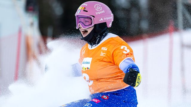 Jasmin Coratti erupts after first career World Cup win. @Miha Matavz/FIS