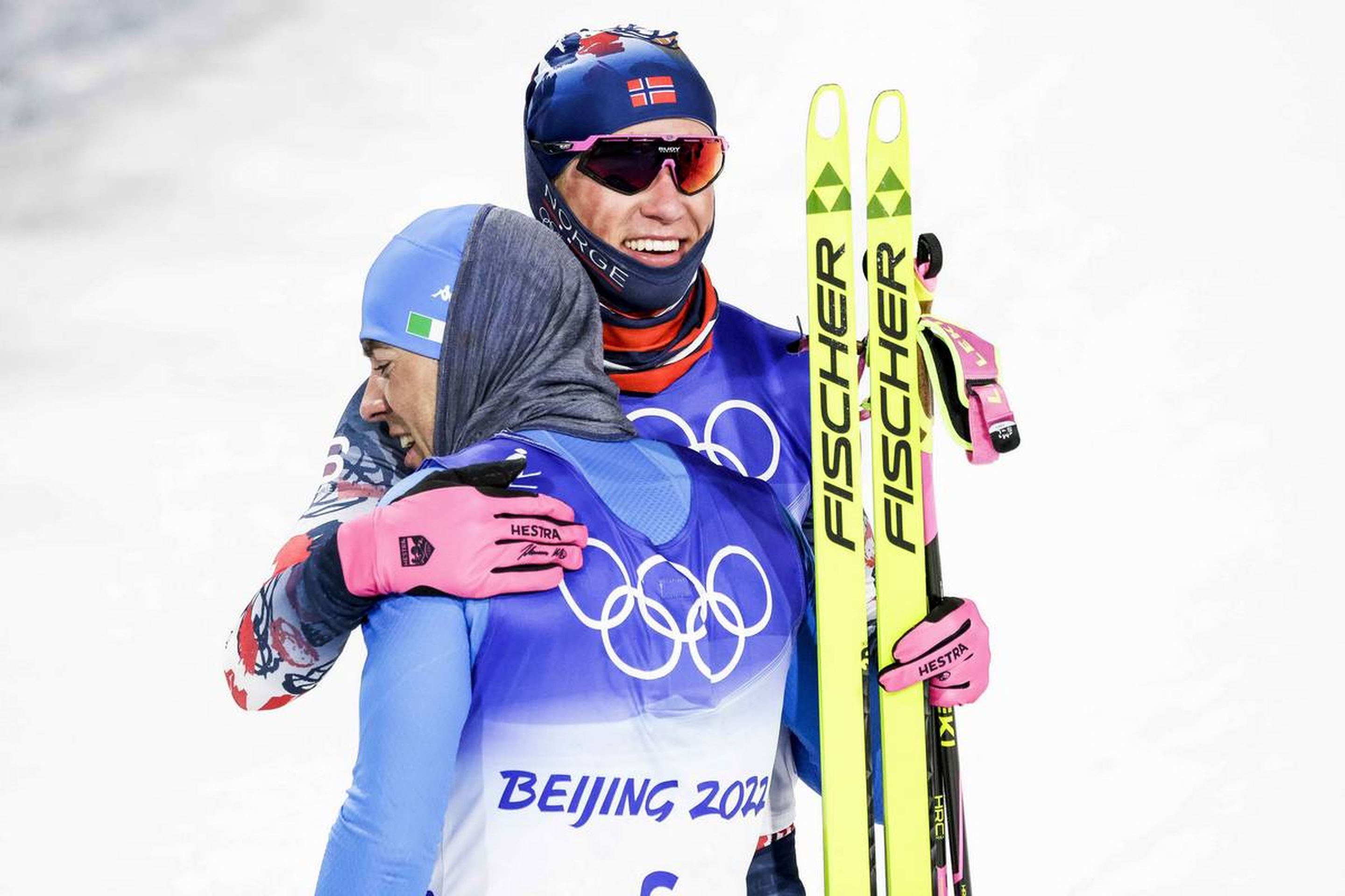 08.02.2022, Beijing, China (CHN):
Federico Pellegrino (ITA), Johannes Hoesflot Klaebo (NOR), (l-r)  - XXIV. Olympic Winter Games Beijing 2022, cross-country, individual sprint, Beijing (CHN). www.nordicfocus.com. © Modica/NordicFocus. Every downloaded picture is fee-liable.