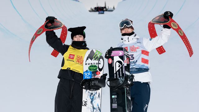 Copper Halfpipe World Cup winners Gaon Choi (KOR) and Ryusei Yamada (JPN). Photo: FIS/ActionPress/Andrew Wevers