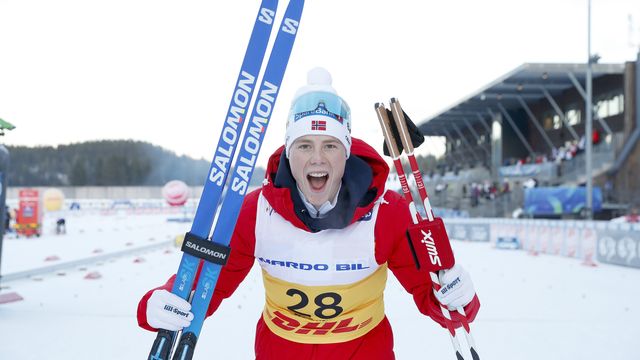 Einar Hedegart (NOR) wins his first FIS Cross-Country World Cup race in just his fourth start @FIS/ActionPress/Marius Gulliksrud