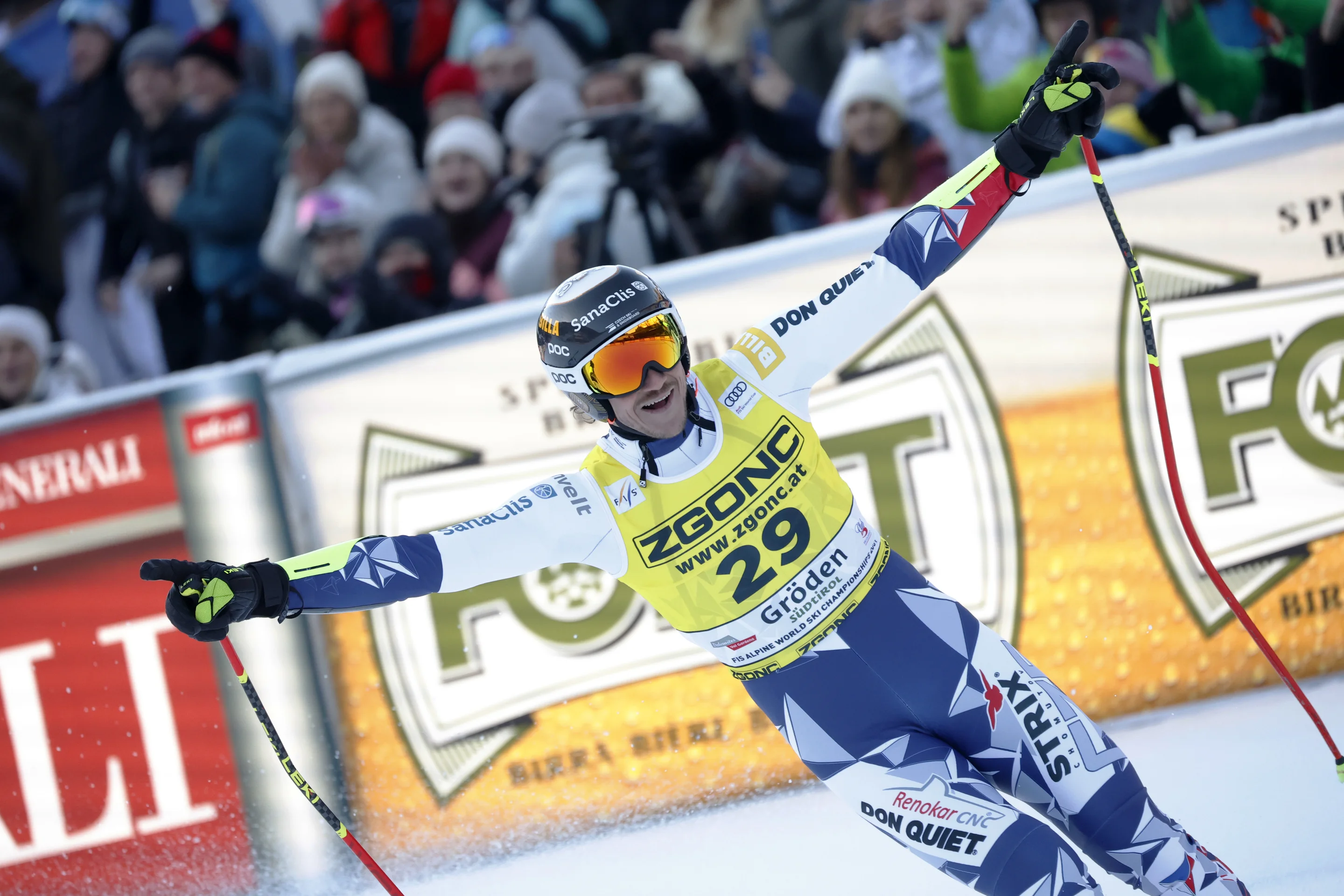 Jan Zabystran (CZE/Kaestle) won the Val Gardena Super G with bib No.29 in December. ©FIS/ActionPress/Simon Hausberger