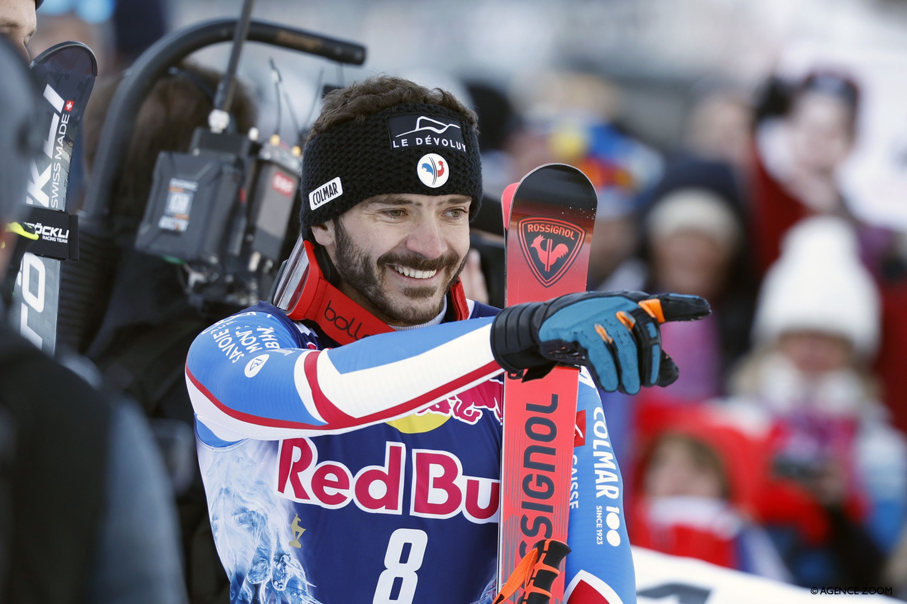 Sarrazin all smiles in the Kitzbühel finish area (Agence Zoom)