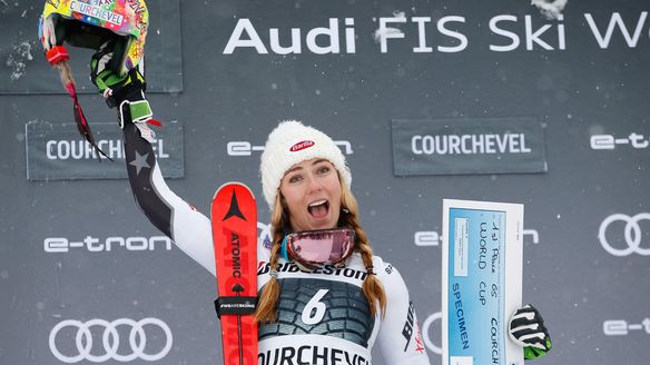 Shiffrin battles snow and stiff competition for Courchevel GS win