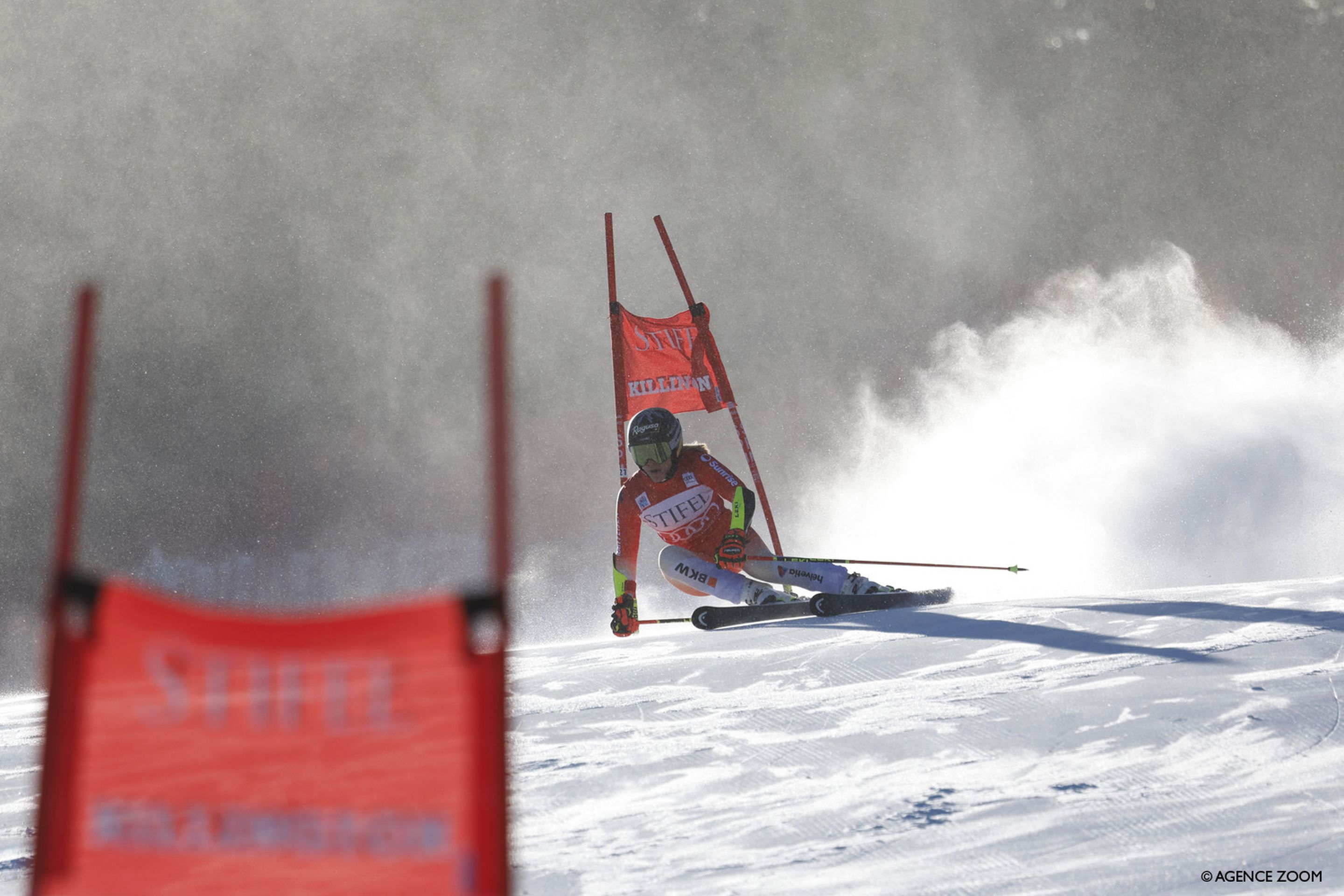 Gut-Behrami battling the wind in her first run on Saturday