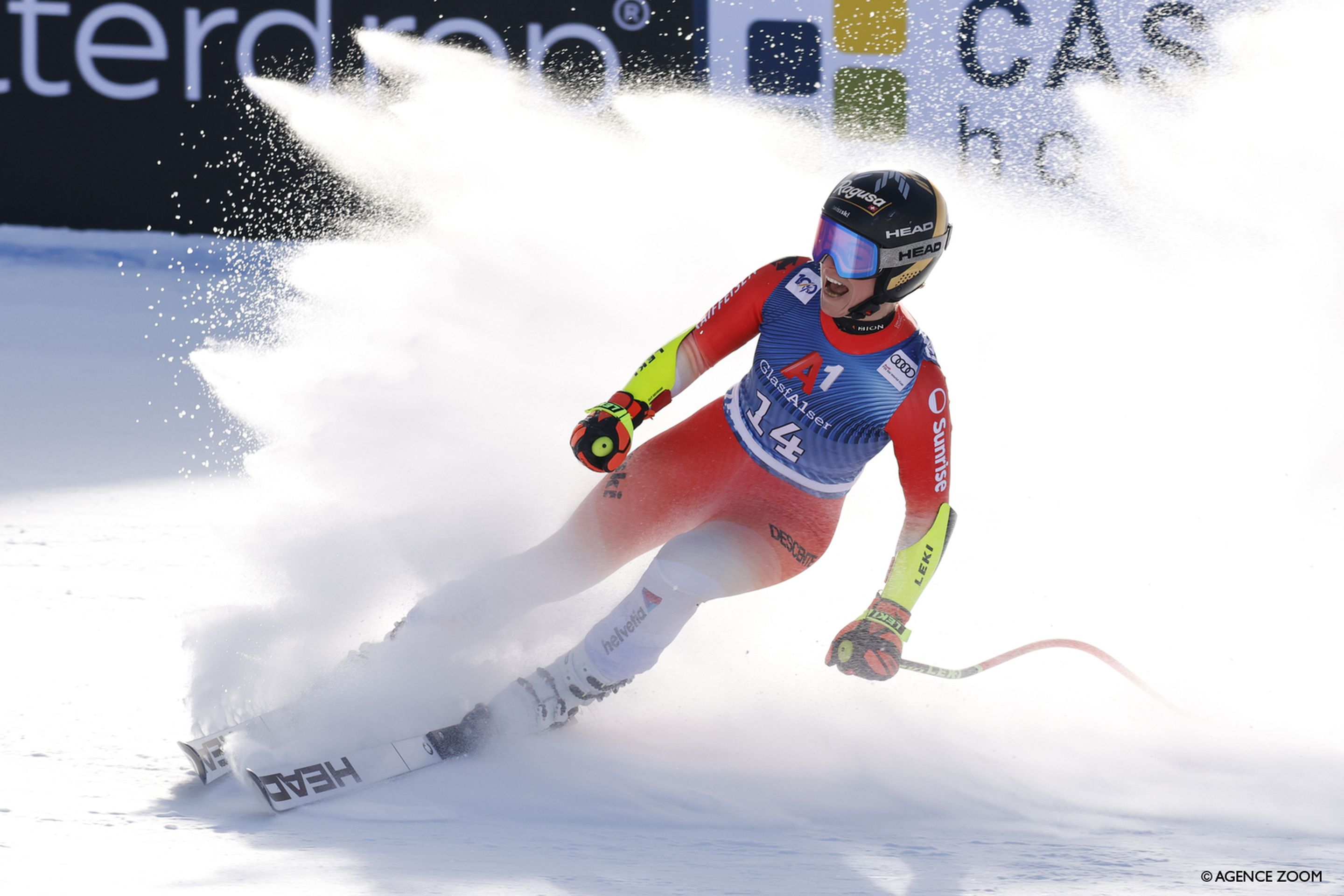 Lara Gut-Behrami (SUI) crosses the line in first place on Sunday (Agence Zoom)