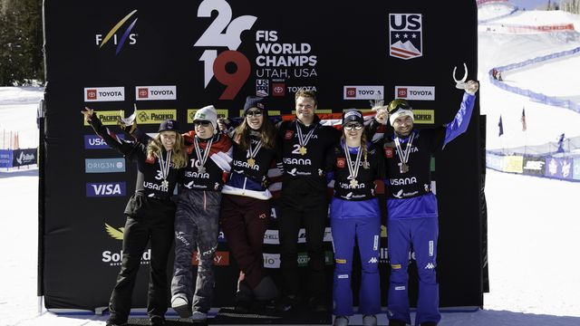 The ladies’ and men’s medallist of Utah 2019 SBX © Sarah Brunsson/USSA