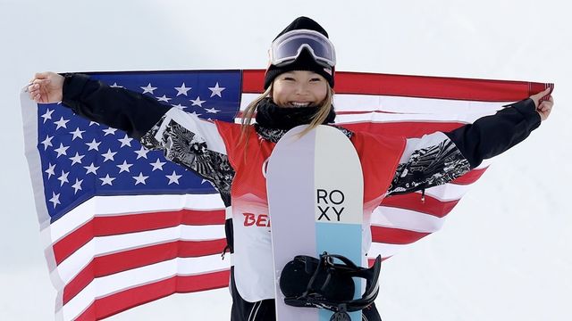 Chloe Kim (USA) after winning Beijing 2022 halfpipe gold © Getty Images