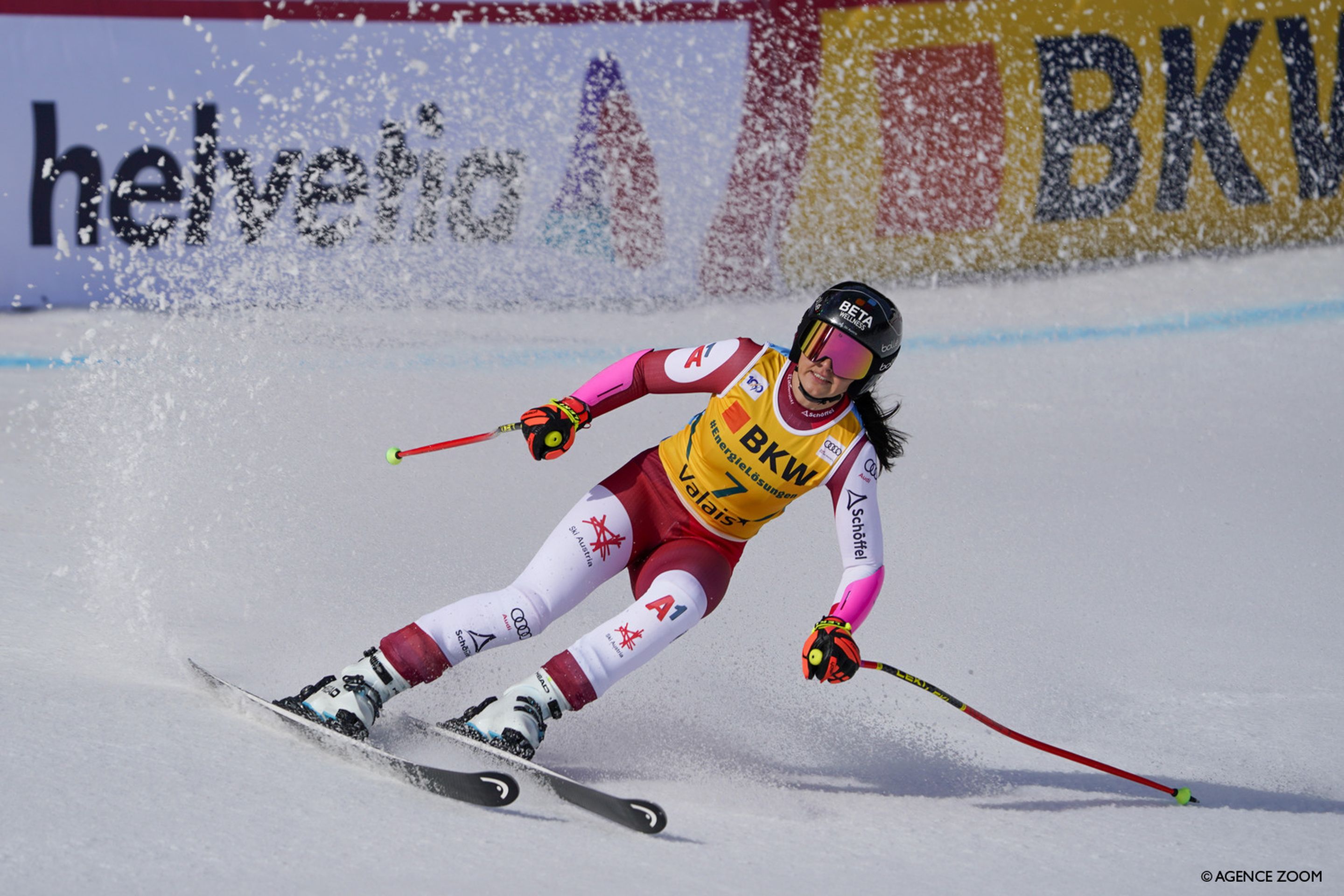 Stephanie Venier (AUT) after crossing the line in first place (Agence Zoom)