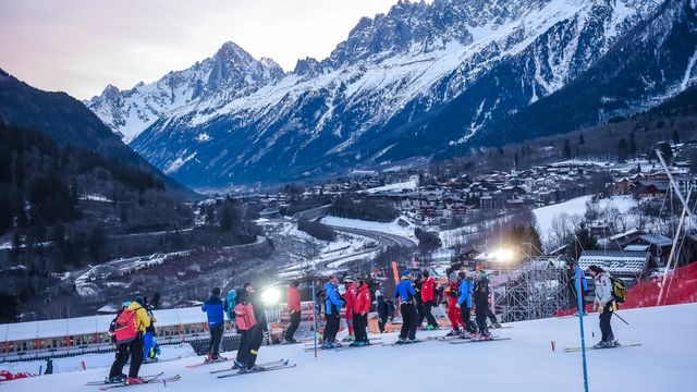 CHAMONIX, FRANCE - FEBRUARY 8: The jury inspects the course during the Audi FIS Alpine Ski World Cup Men's Slalom on February 8, 2020 in Chamonix France. (Photo by Michel Cottin/Agence Zoom)
