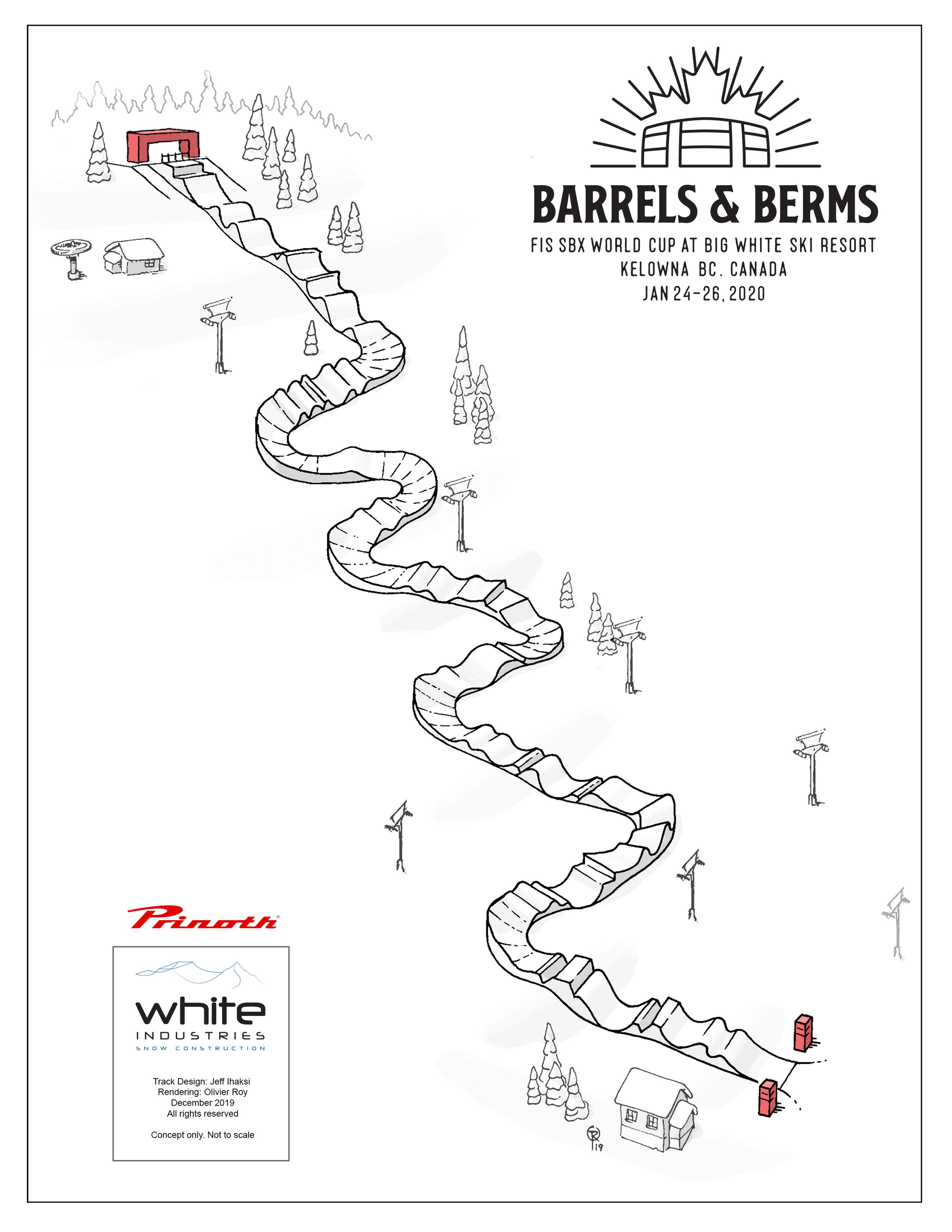 Course map of the Barrels & Berms FIS SBX World Cup