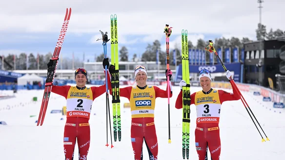 Klaebo seals back-to-back Falun win as Norway sweep Skiathlon podium