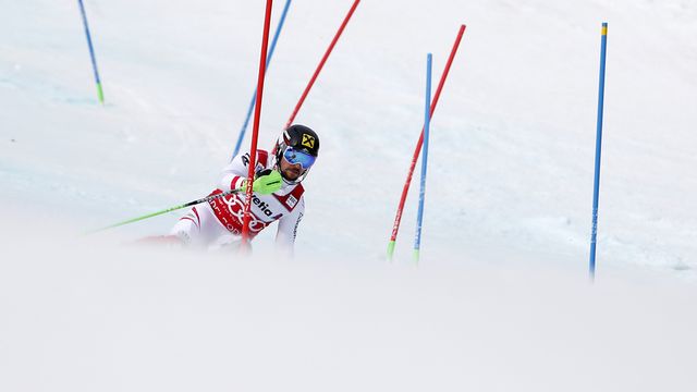 ADELBODEN, SWITZERLAND - JANUARY 07: Marcel Hirscher of Austria competes during the Audi FIS Alpine Ski World Cup Men's Slalom on January 7, 2018 in Adelboden, Switzerland. (Photo by Alexis Boichard/Agence Zoom)